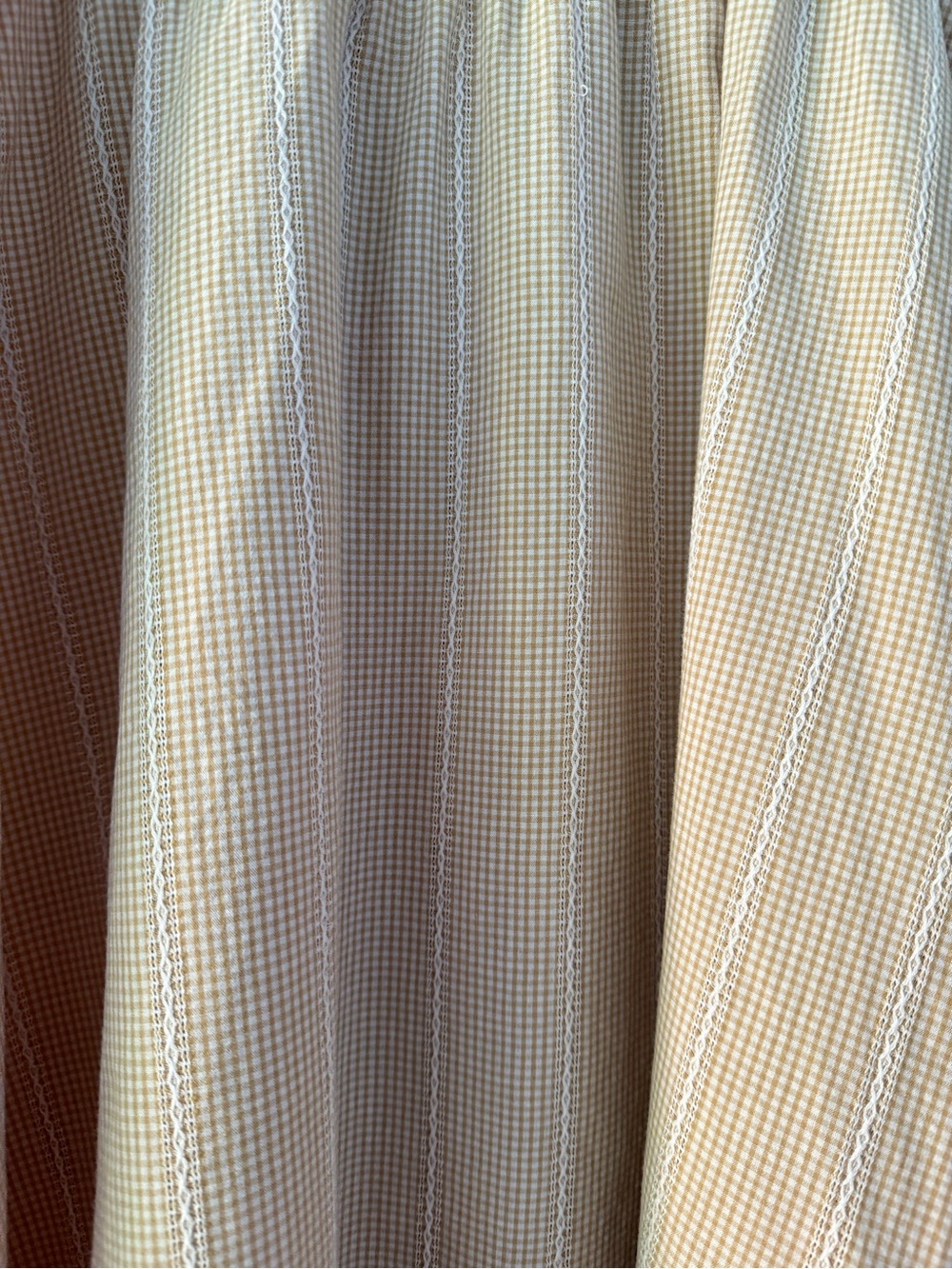 Earth Music & Ecology | Cottagecore Gingham Midi Skirt Beige Free Size - Picture 5 of 10